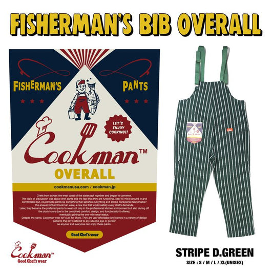 Cookman Fisherman's Bib Overall - Stripe : Dark Green