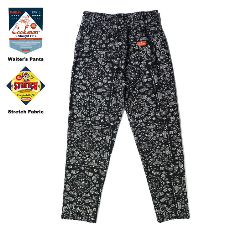 Cookman Waiter's Pants (stretch) - Paisley : Black