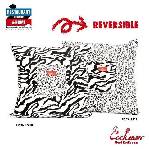 Cookman Pocket Cushion Cover (Reversible) - Snow Leopard & Zebra