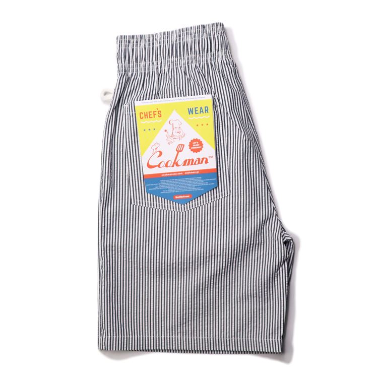 Cookman Chef Short Pants - Seersucker Stripe Navy