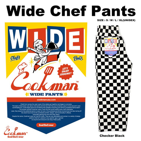 Cookman Wide Chef Pants - Checker : Black