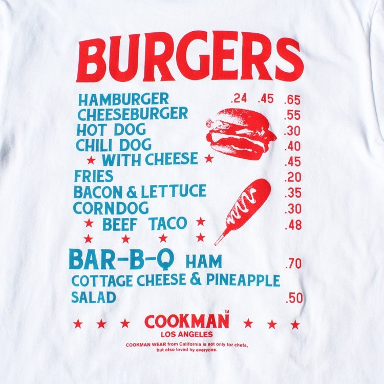 Cookman Tees - Burgers Menu : White