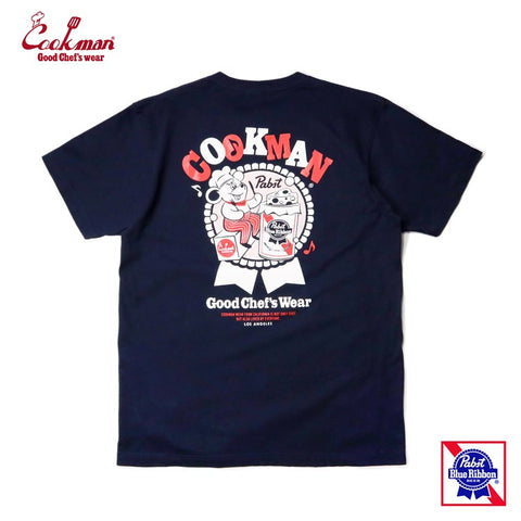 Cookman T-shirts - Pabst Beer Mouse : Navy