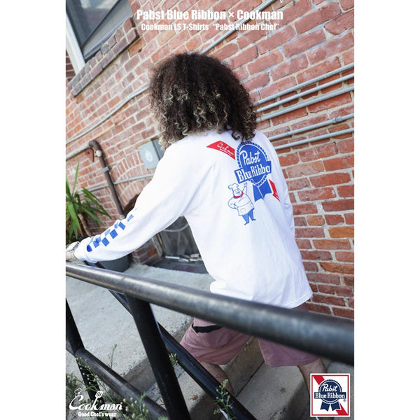 Cookman Long Sleeve T-shirts - Pabst Ribbon Chef : White
