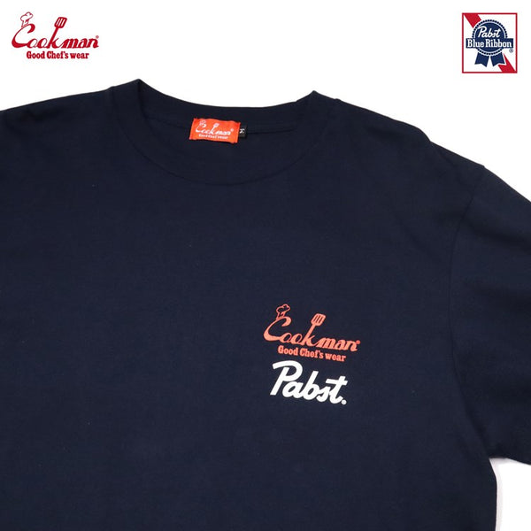 Cookman Long Sleeve T-shirts - Pabst Ribbon Chef : Navy