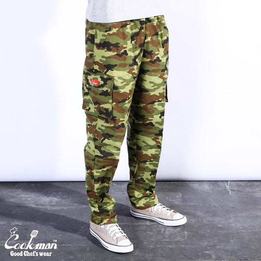 Cookman Chef Pants Cargo - Ripstop : Woodland Camo Green