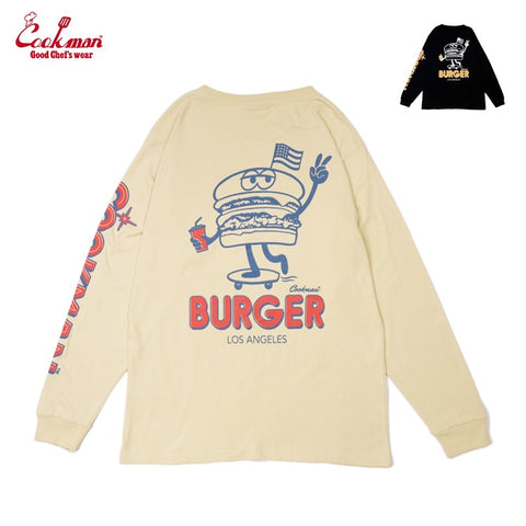 Cookman Long Sleeve T-shirts - Skating Burger : Beige