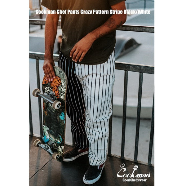 Cookman Chef Pants - Crazy Stripe : Black and White