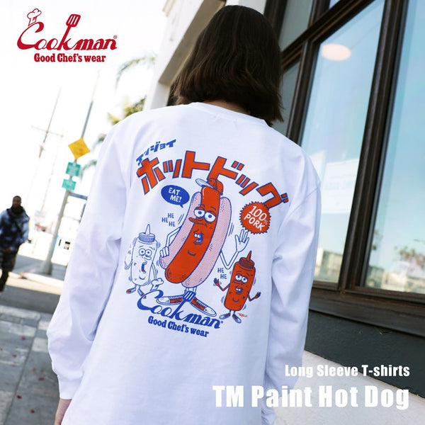 Cookman Long Sleeve Tees - TM Paint Hot Dog : White