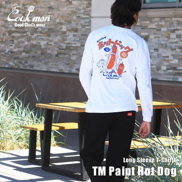 Cookman Long Sleeve Tees - TM Paint Hot Dog : White