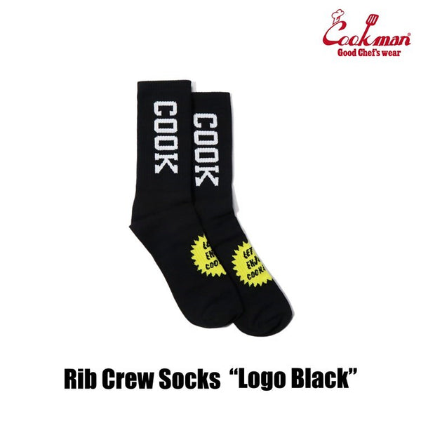 Cookman Rib Crew Socks - Logo : Black