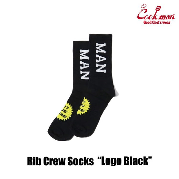 Cookman Rib Crew Socks - Logo : Black