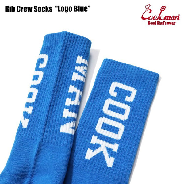 Cookman Rib Crew Socks - Logo : Blue