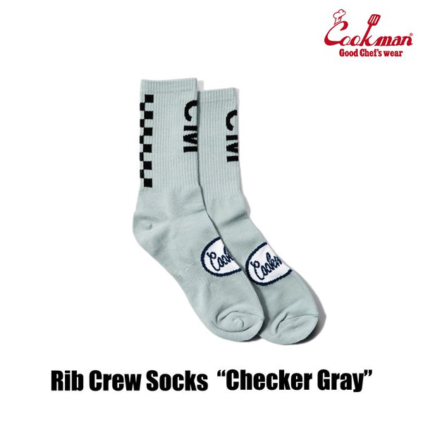 Cookman Rib Crew Socks - Checker : Gray