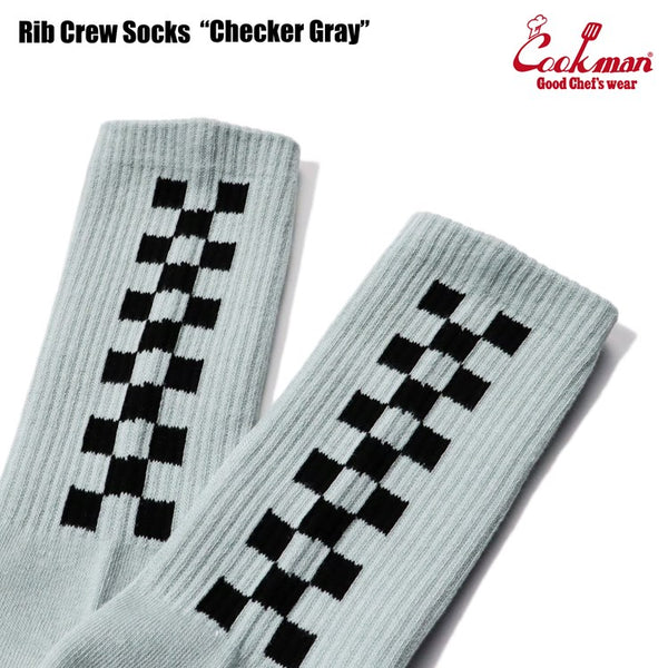 Cookman Rib Crew Socks - Checker : Gray