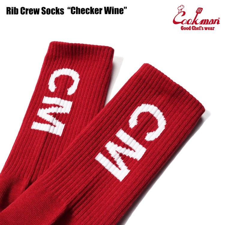 Cookman Rib Crew Socks - Checker : Wine