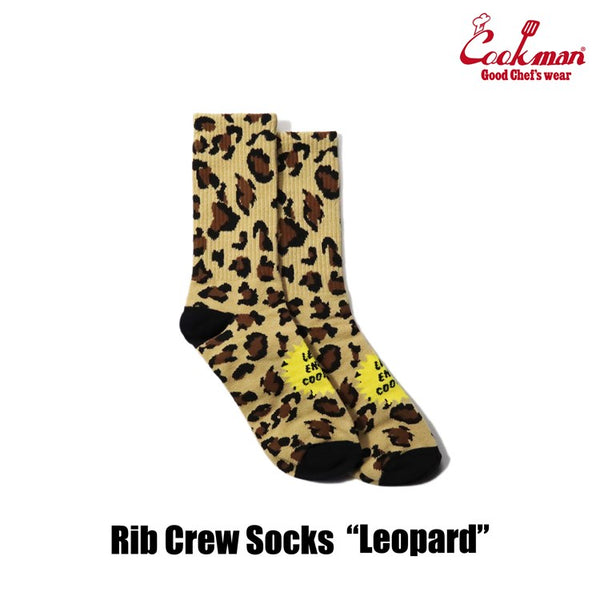 Cookman Rib Crew Socks - Leopard