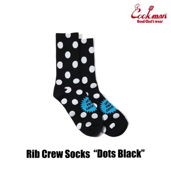 Cookman Rib Crew Socks - Dot : Black