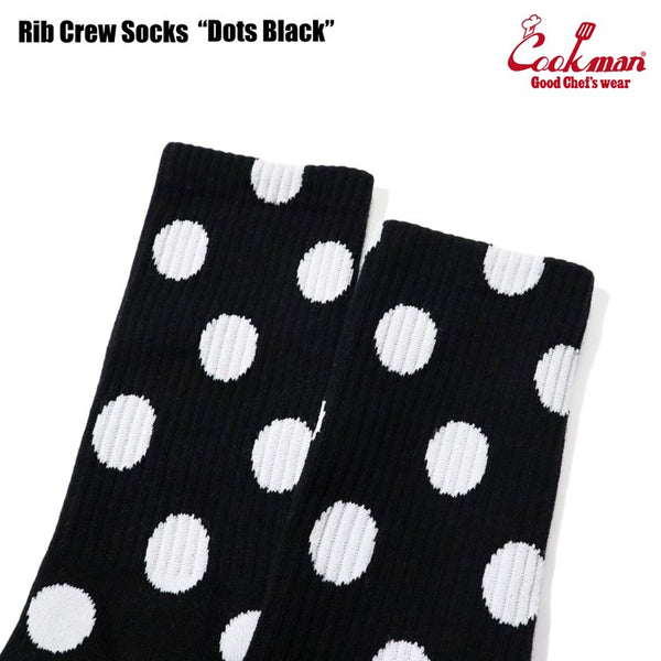 Cookman Rib Crew Socks - Dot : Black
