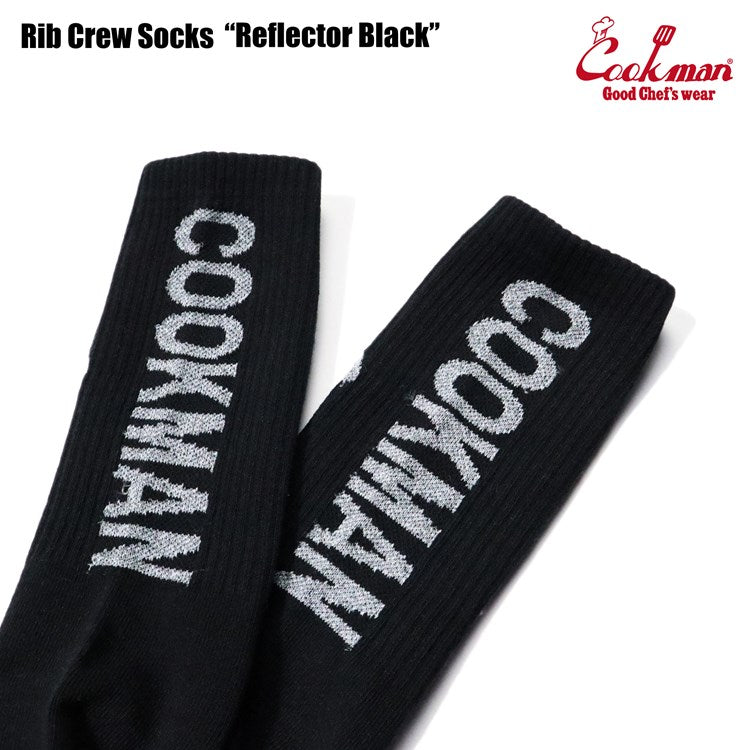 Cookman Rib Crew Socks - Reflector : Black