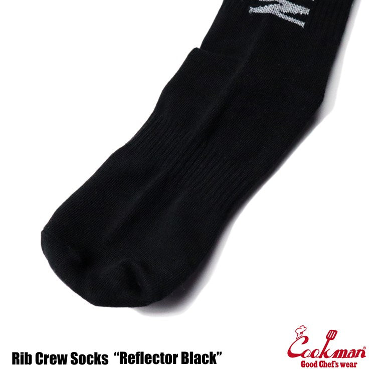 Cookman Rib Crew Socks - Reflector : Black
