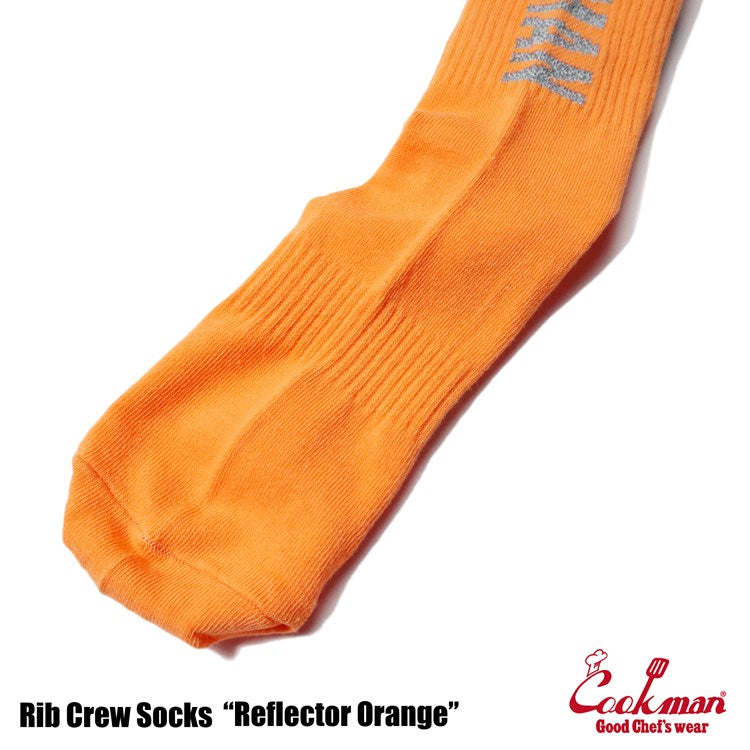 Cookman Rib Crew Socks - Reflector : Orange