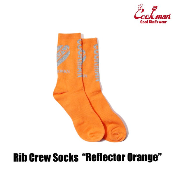 Cookman Rib Crew Socks - Reflector : Orange