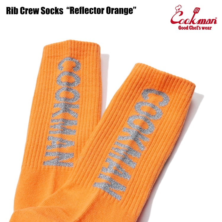 Cookman Rib Crew Socks - Reflector : Orange