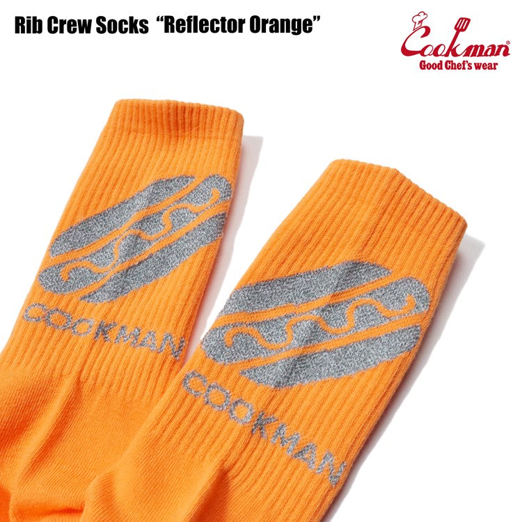 Cookman Rib Crew Socks - Reflector : Orange