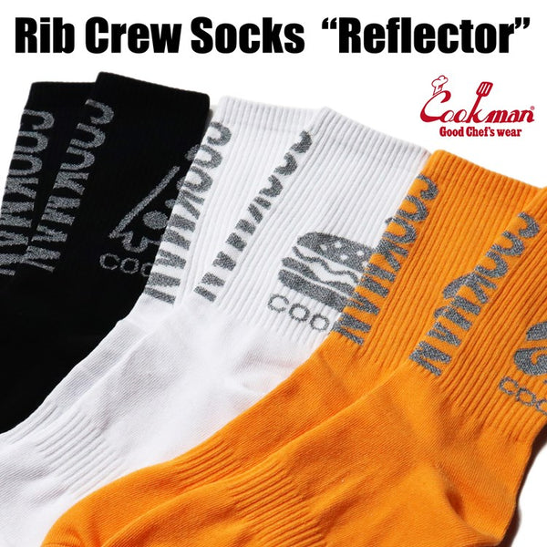 Cookman Rib Crew Socks - Reflector : Orange