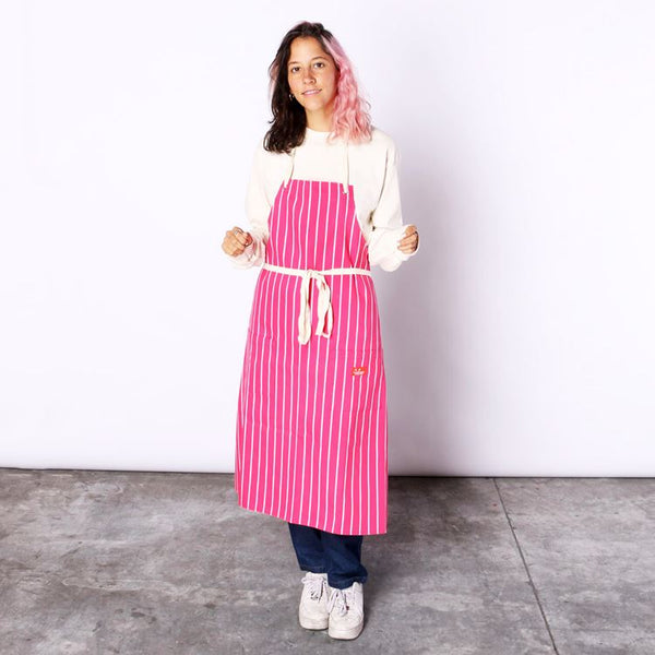 Cookman Long Apron - Stripe : Pink