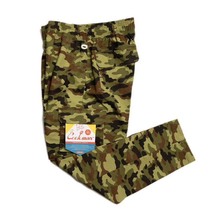 Cookman Chef Pants Cargo - Ripstop : Woodland Camo Green