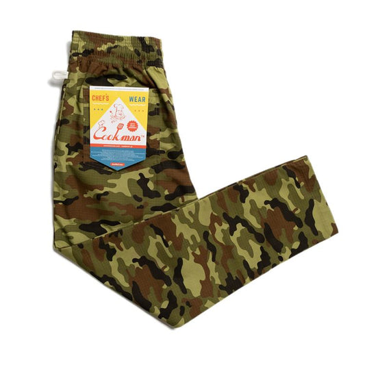 Cookman Chef Pants - Ripstop : Woodland Camo Green