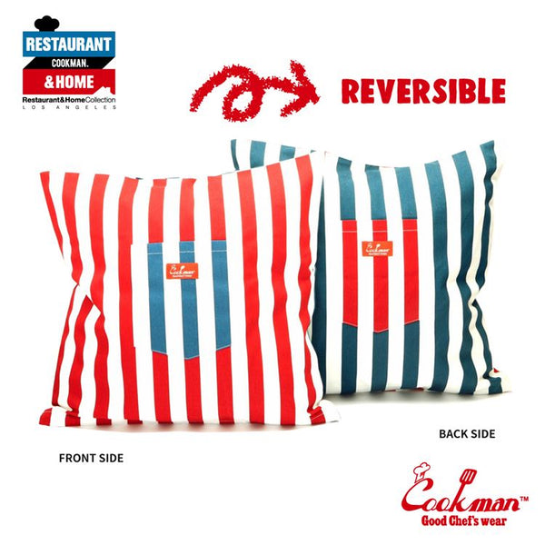 Cookman Pocket Cushion Cover (Reversible) - Wide Stripe : Navy & Red