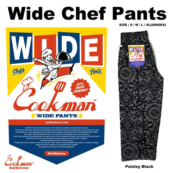 Cookman Wide Chef Pants - Paisley : Black