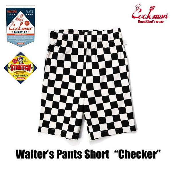 Cookman Waiter's Short Pants (stretch) - Checker : Black