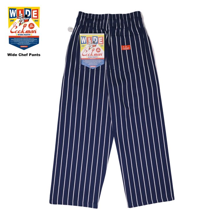 Cookman Wide Chef Pants - Stripe : Navy