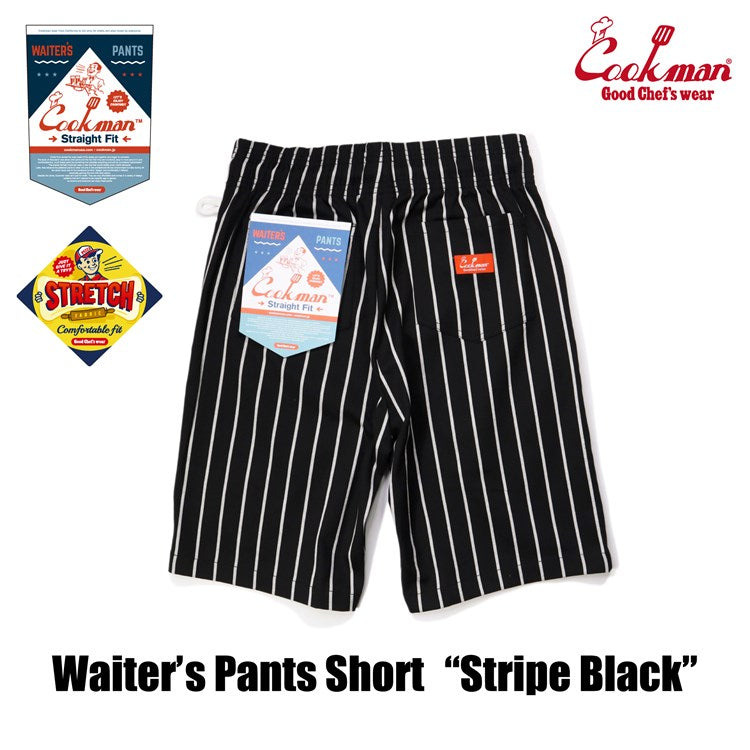 Cookman Waiter's Short Pants (stretch) - Stripe : Black