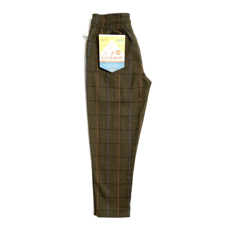 Cookman Chef Pants - Wool Mix Plaid : Olive Green