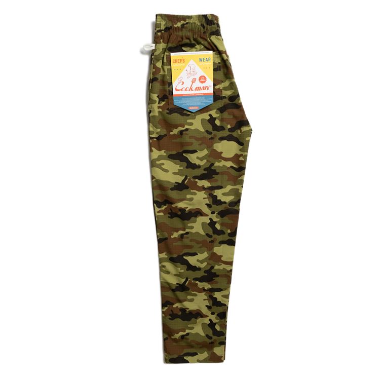 Cookman Chef Pants - Ripstop : Woodland Camo Green