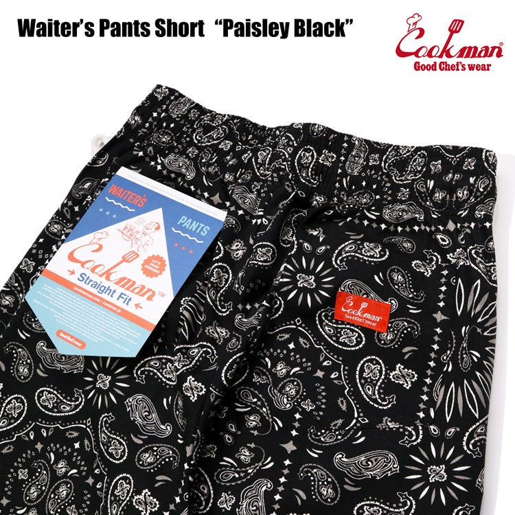 Cookman Waiter's Short Pants (stretch) - Paisley : Black