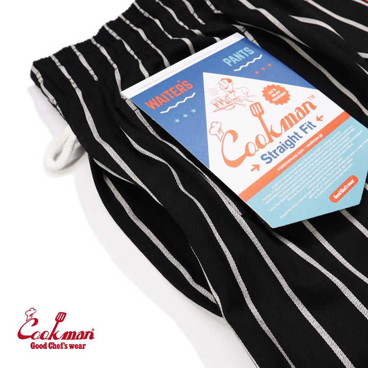 Cookman Waiter's Short Pants (stretch) - Stripe : Black