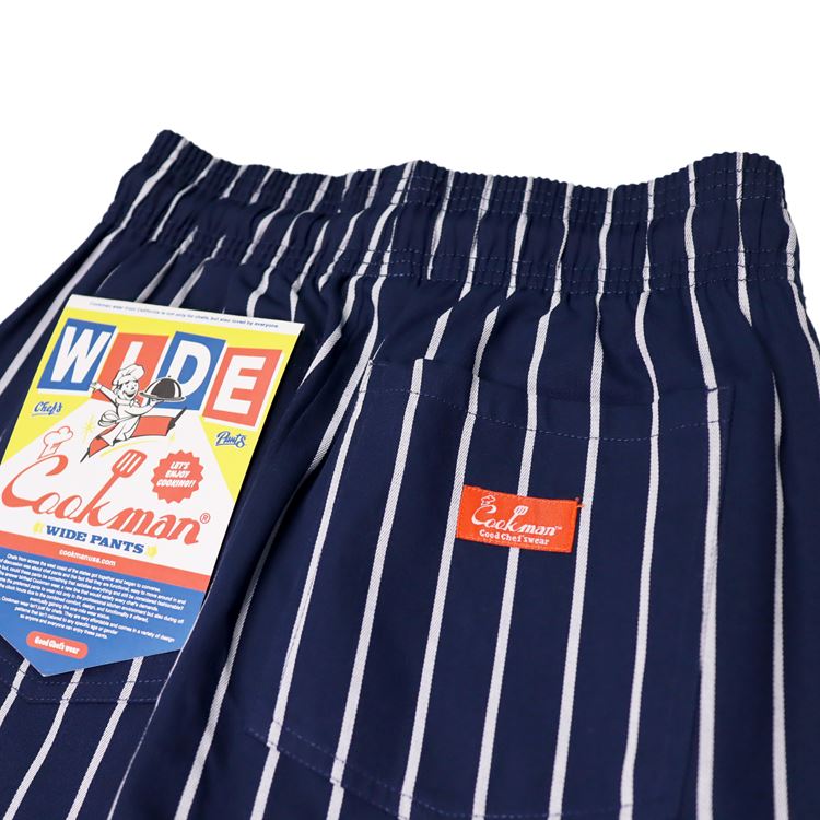 Cookman Wide Chef Pants - Stripe : Navy