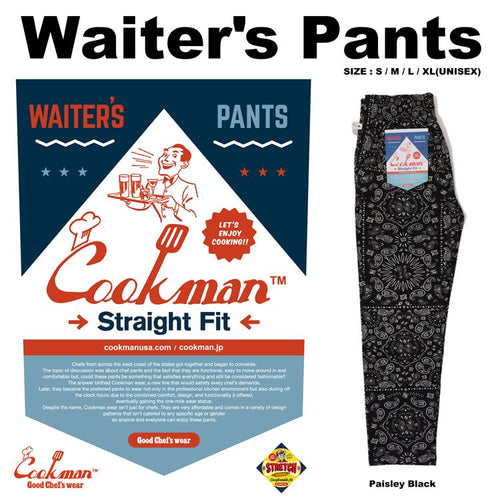 Cookman Waiter's Pants (stretch) - Paisley : Black – Cookman USA