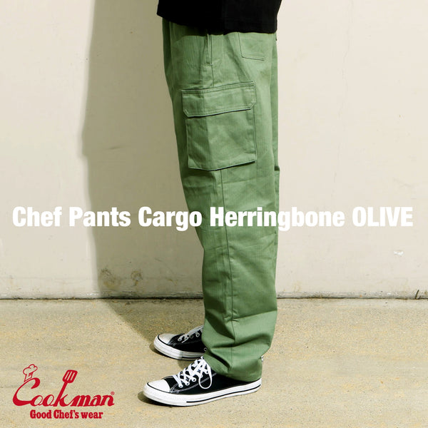 Cookman Chef Pants Cargo - Herringbone : Olive