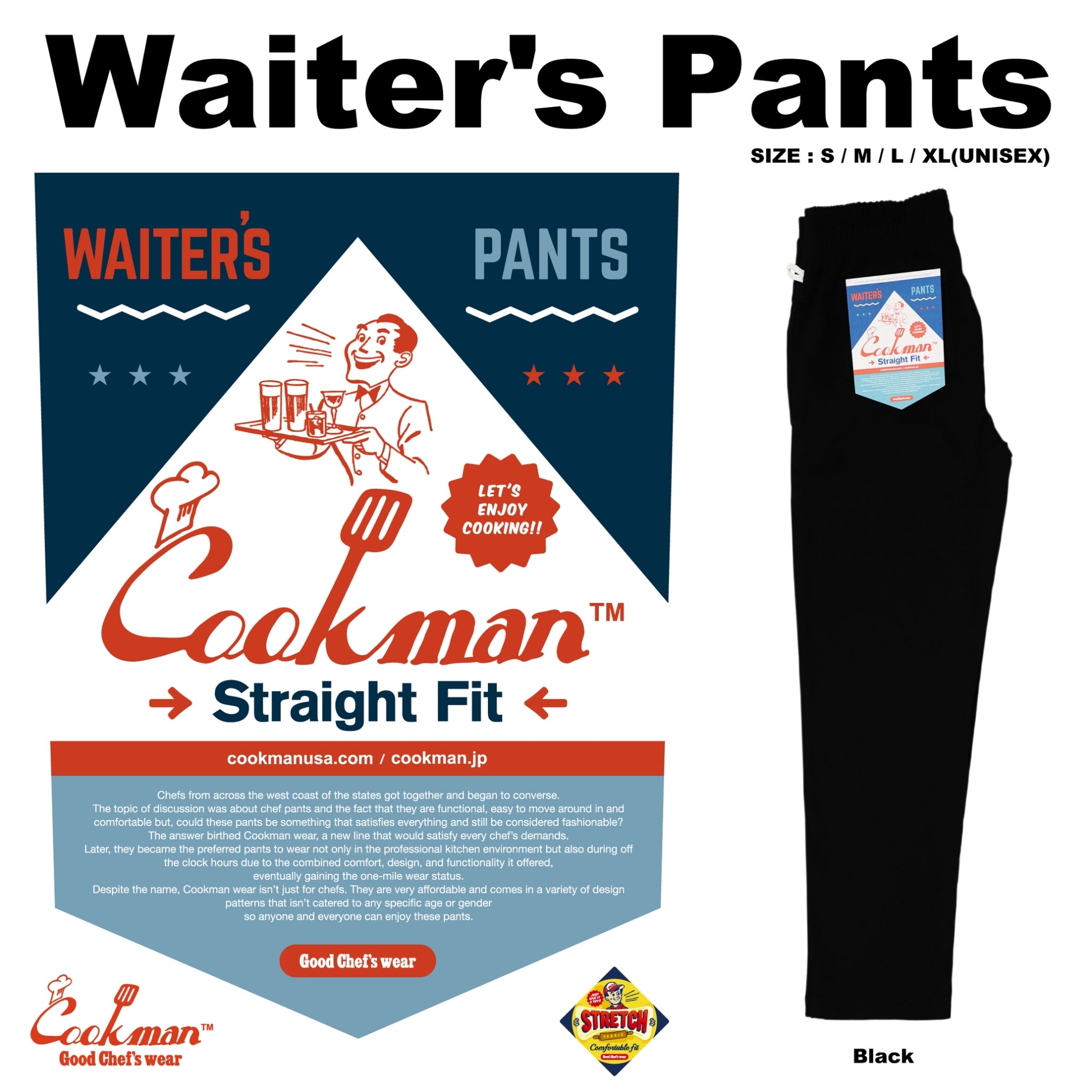 Cookman Waiter's Pants (stretch) - Black