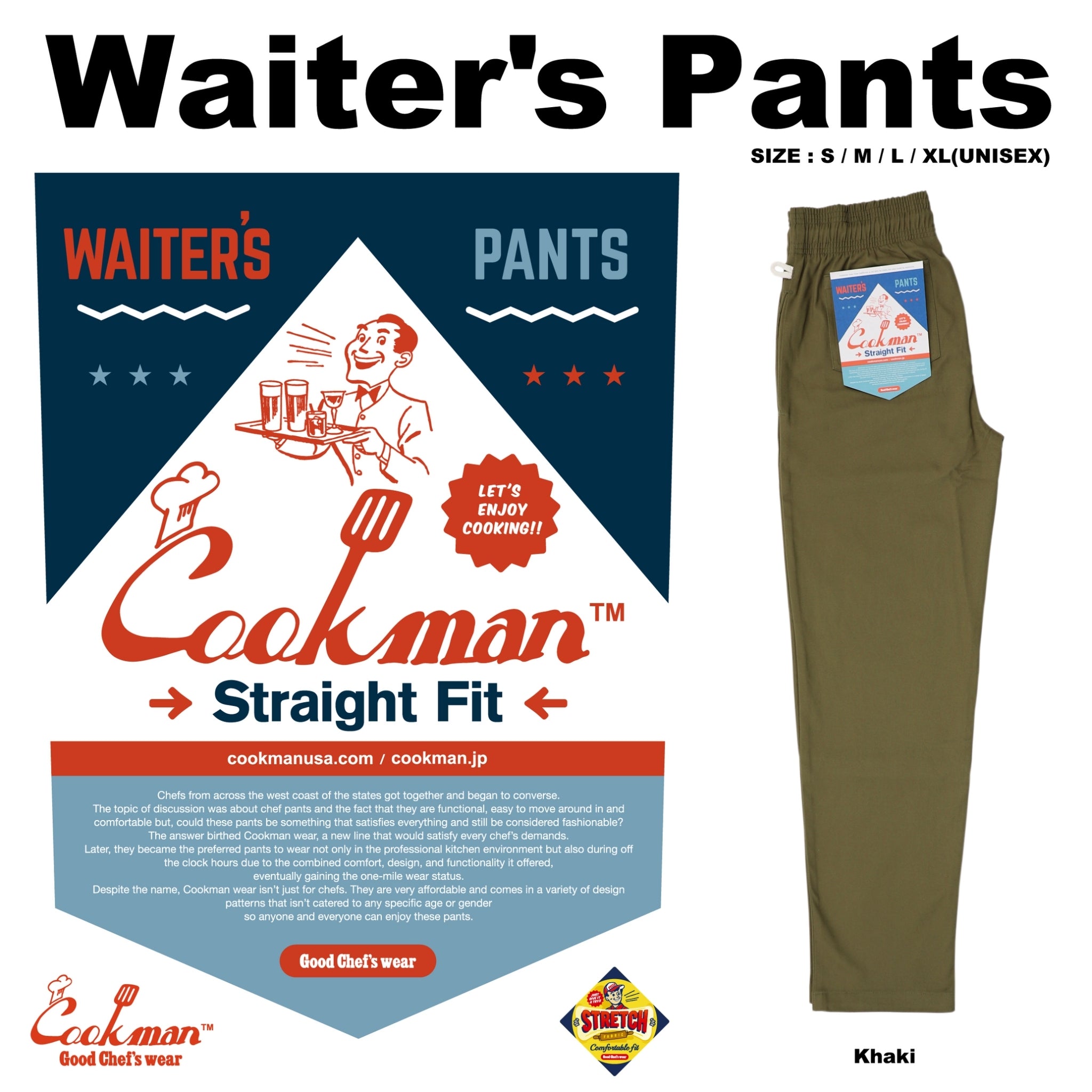 Cookman Waiter's Pants (stretch) - Olive